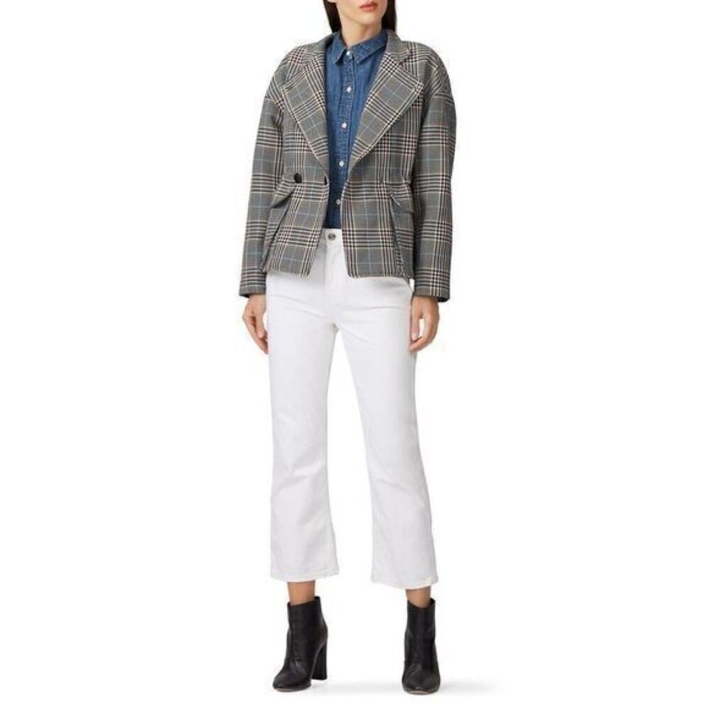 BA&SH Beth Black and White Twill Jacket Coat MEDIUM